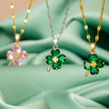 Necklace with Four-Leaf Clover Pendant Colored gold and rose