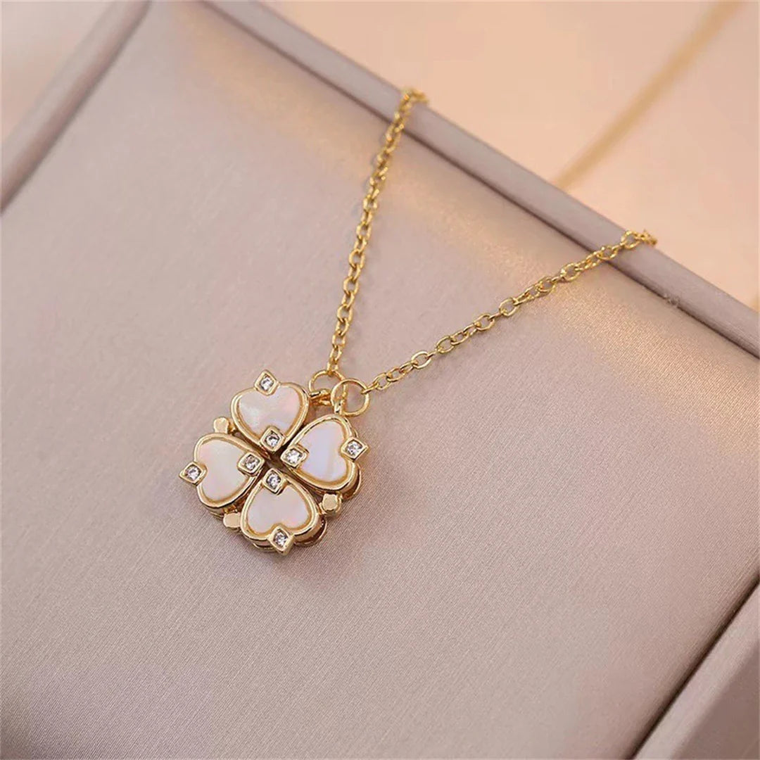Collier Ras de Cou avec Pendentif Trèfle à 4 Feuilles Porte Bonheur or
