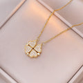 Collier Ras de Cou avec Pendentifs Coeurs Trèfle à 4 Feuilles pour Femme or