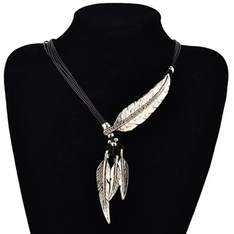 Necklace with Silver Feather Pendant