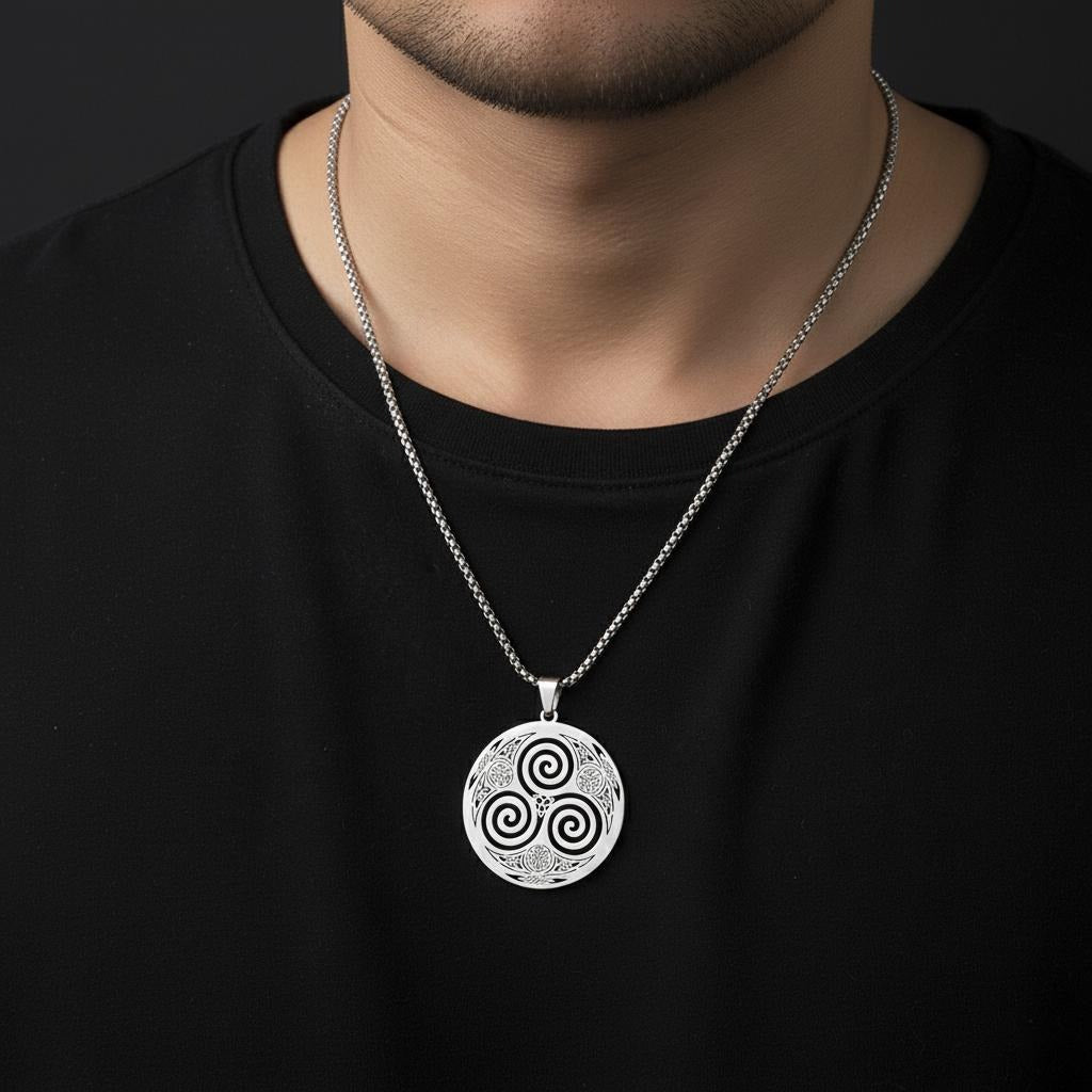 Collier Celtique Pendentif Triskel Viking Homme Femme Nordique