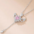 Pink Angel Wings Heart Necklace
