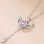Pink Angel Wings Heart Necklace