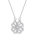 Collier Coeur Trèfle à 4 Feuilles Pendentif Porte Bonheur En Argent