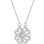 Collier Coeur Trèfle à 4 Feuilles Pendentif Porte Bonheur En Argent