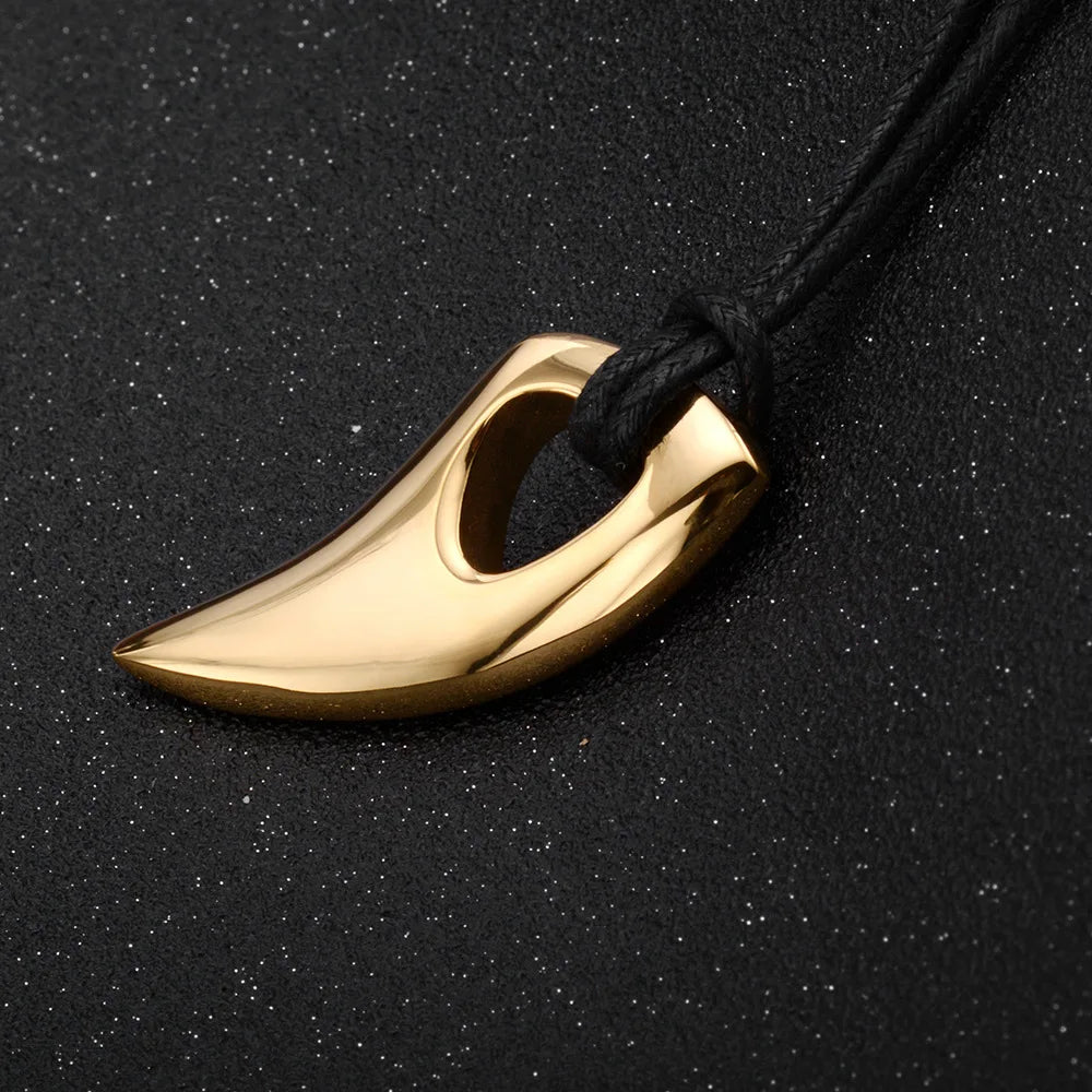 Cord necklace with shark tooth pendant