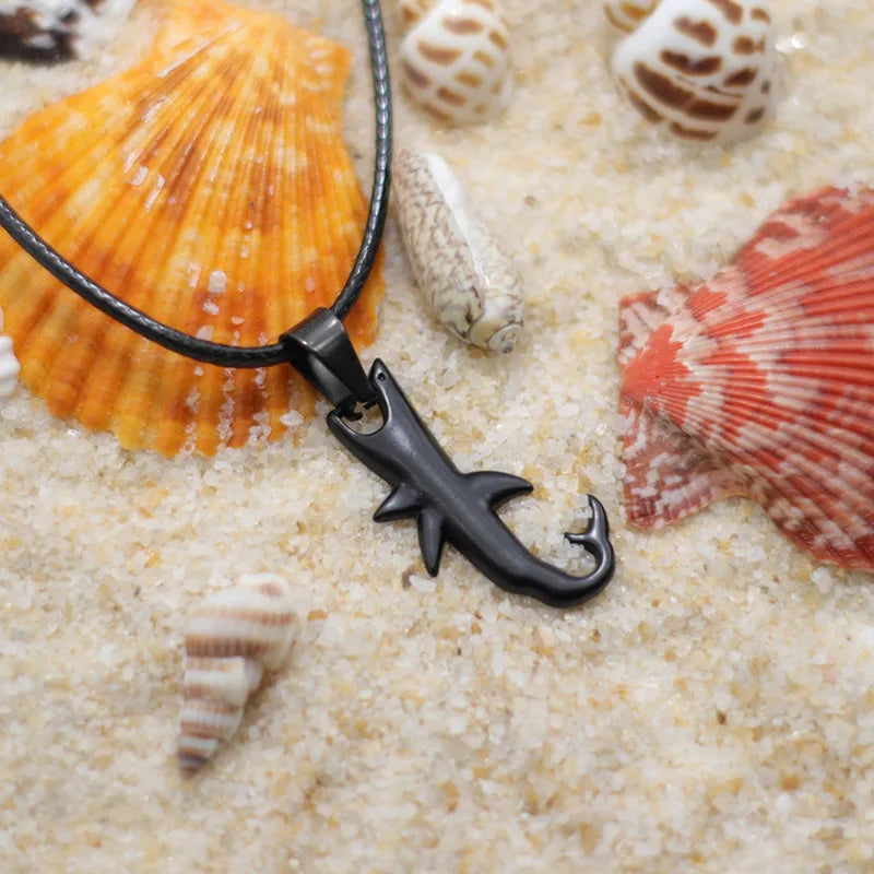 Cord necklace with shark pendant
