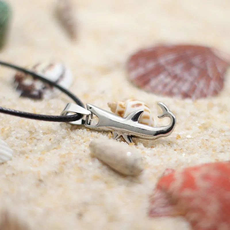 Cord necklace with shark pendant