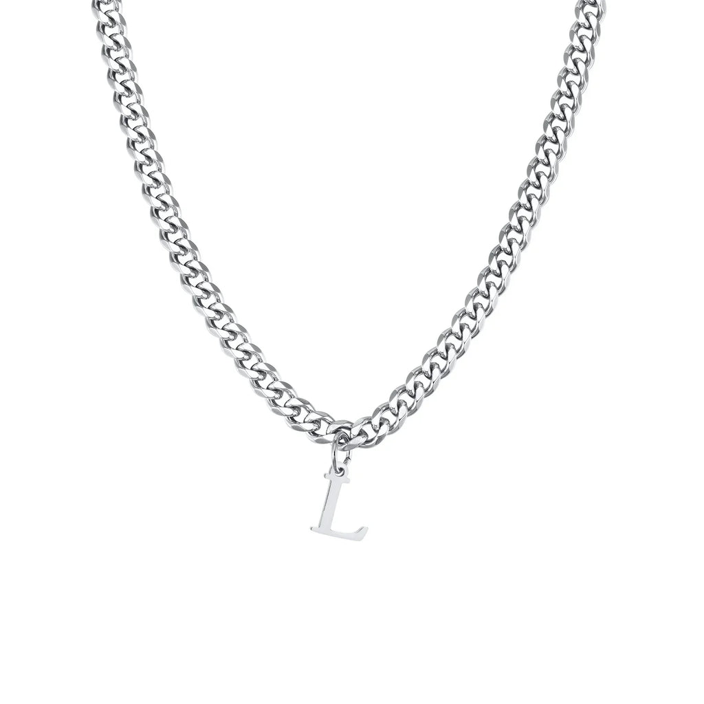 Collier homme avec pendentif personnalisé initiale l 