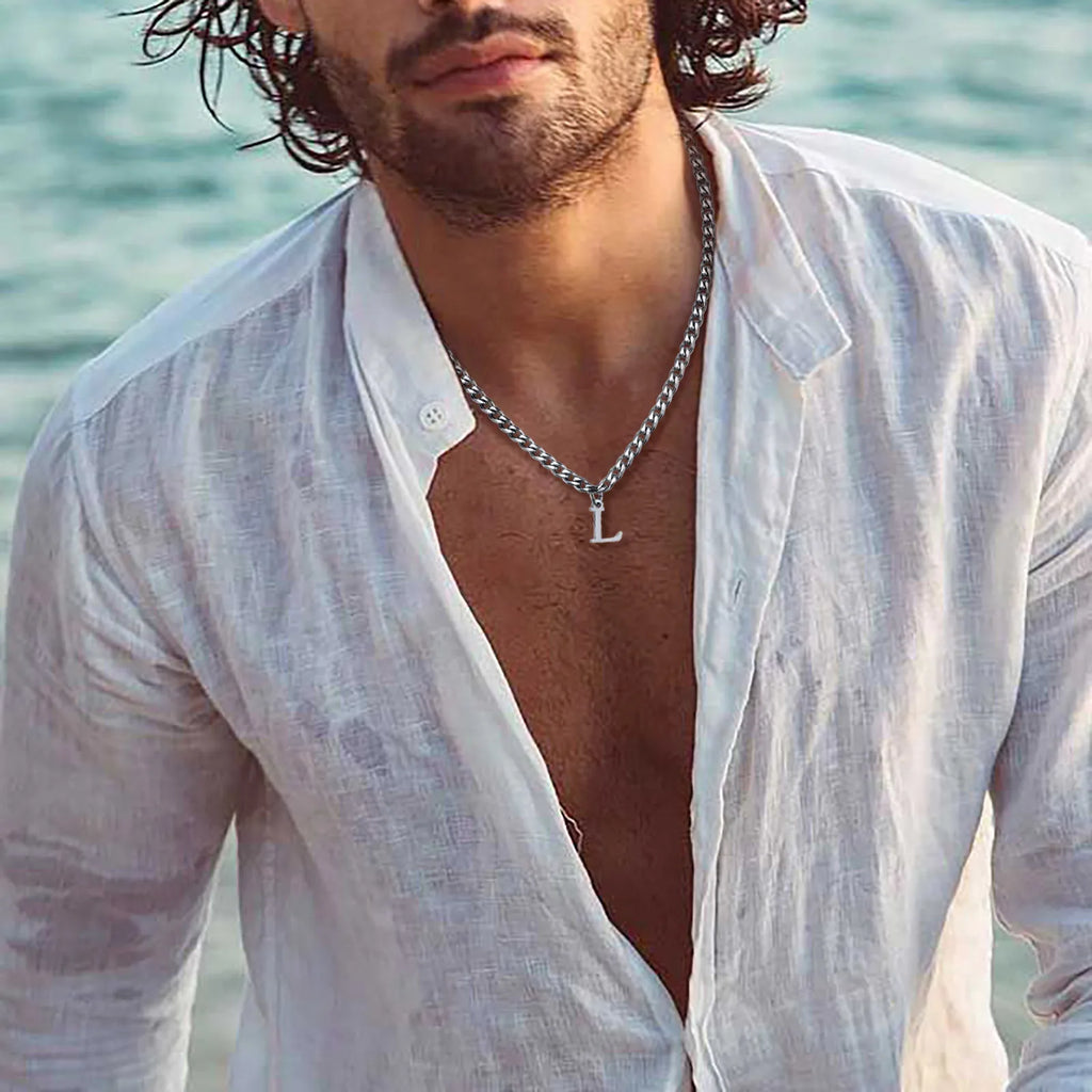 Collier homme avec pendentif personnalisé initiale 