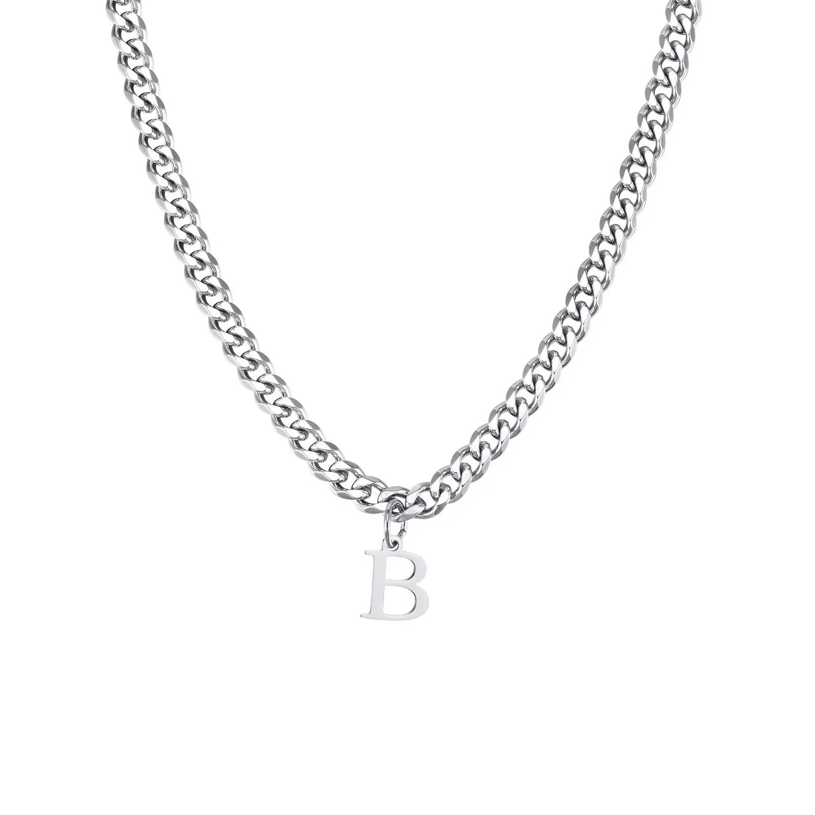 Collier homme avec pendentif personnalisé initiale  b