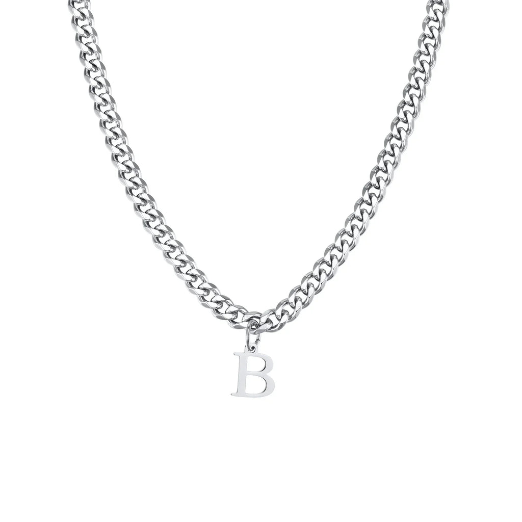 Cuban necklace for men with initial letter pendant