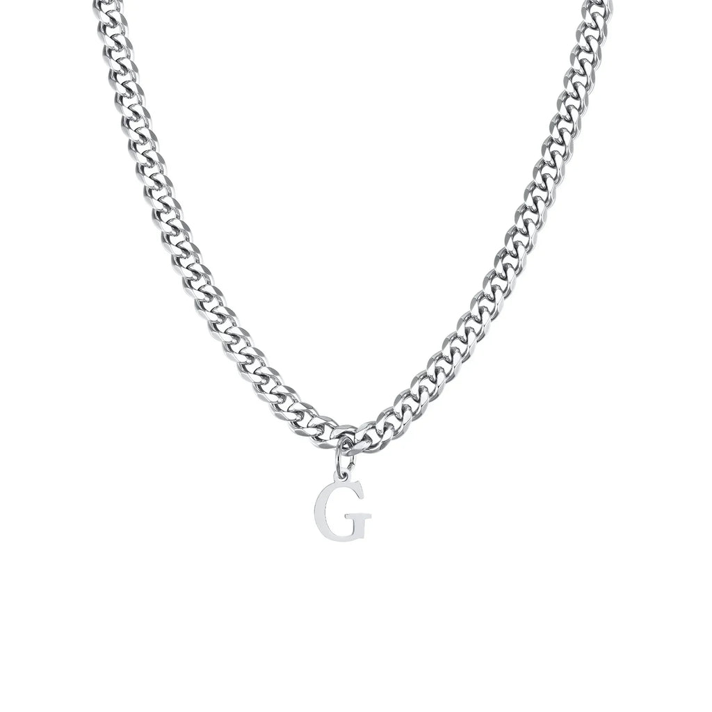 Cuban necklace for men with initial letter pendant