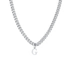 Cuban necklace for men with initial letter pendant