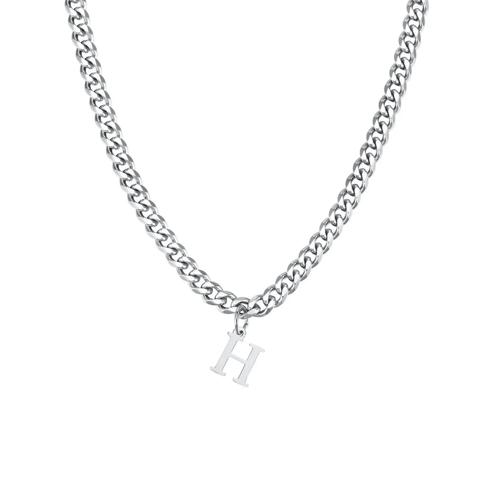 Collier homme avec pendentif personnalisé initiale  h