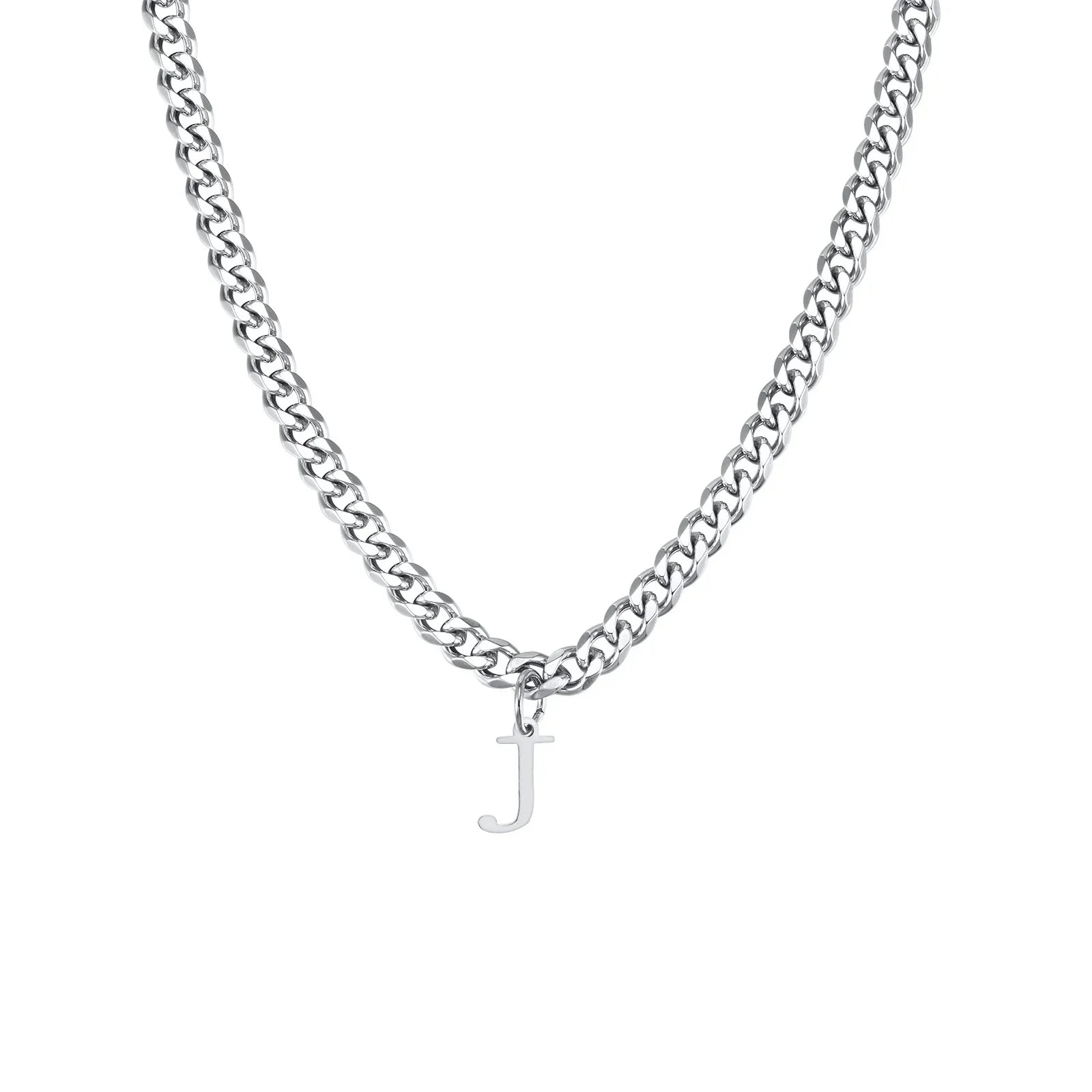 Collier homme avec pendentif personnalisé initiale  j