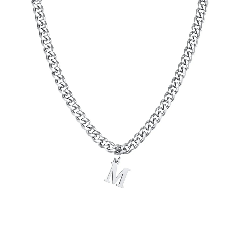 Collier homme avec pendentif personnalisé initiale  m