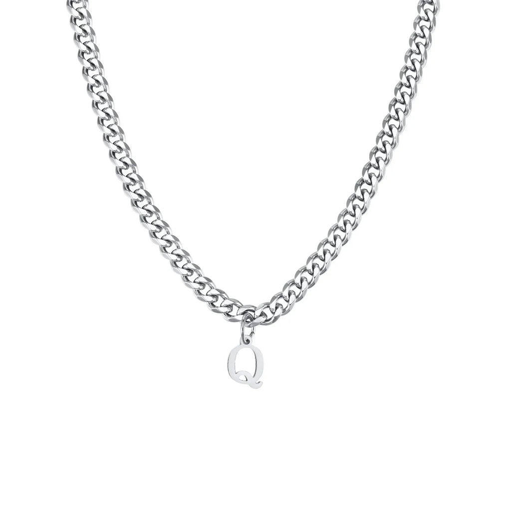 Cuban necklace for men with initial letter pendant