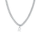 Cuban necklace for men with initial letter pendant