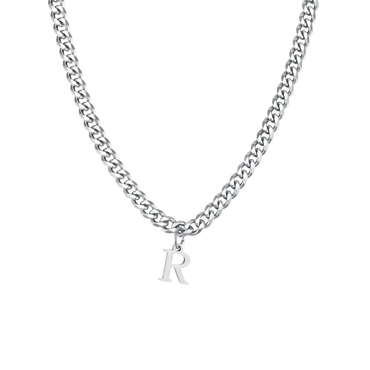 Cuban necklace for men with initial letter pendant