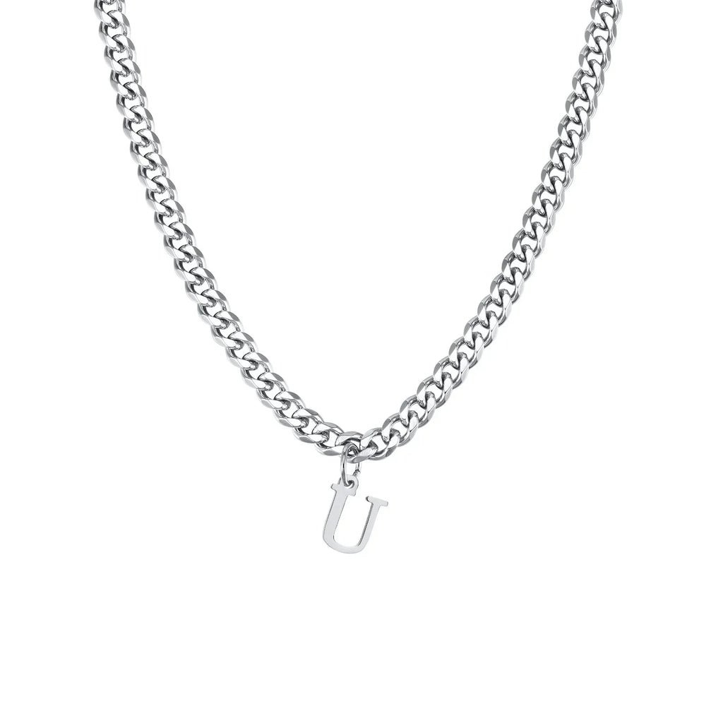 Collier homme avec pendentif personnalisé initiale  u