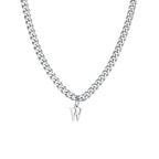 Cuban necklace for men with initial letter pendant