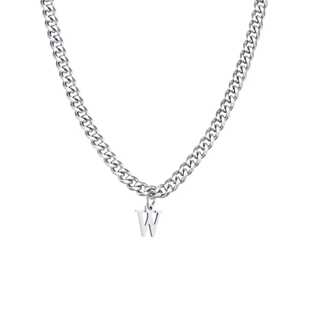 Cuban necklace for men with initial letter pendant