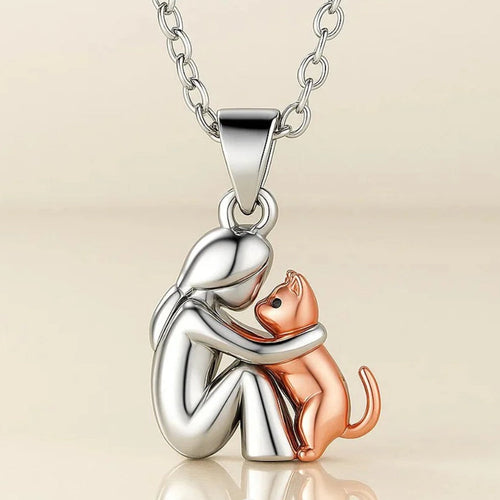 Love Necklace Cuddle Cat and Owner 