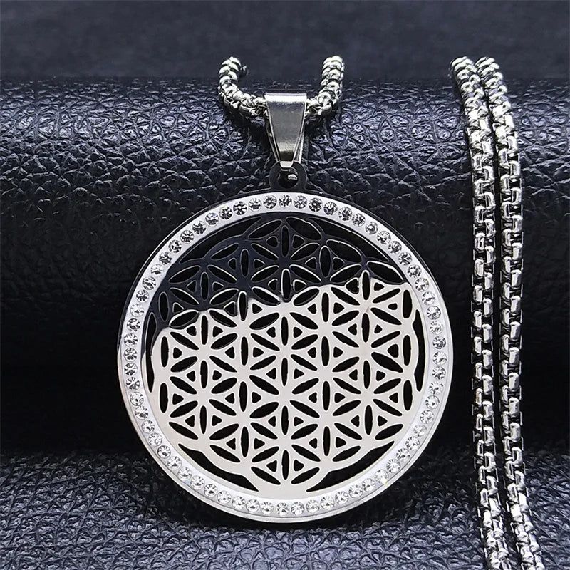 Collar colgante de la Flor de la Vida en plata