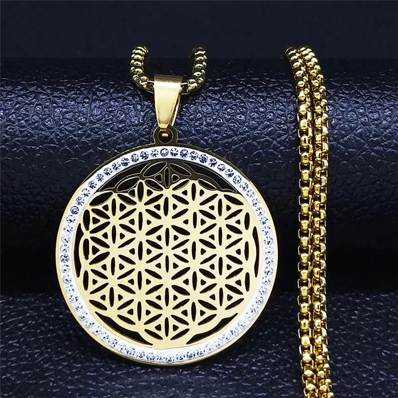 Collar colgante de la Flor de la Vida en oro