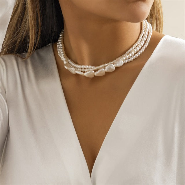 Collar de Perlas Blancas Gargantilla para Mujer