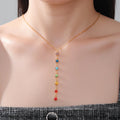 Collar de Protección con Colgante Largo de Piedras 7 Chakras oro