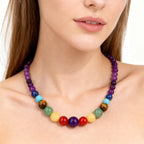 Collar de Protección con Colgante de Piedras 7 Chakras amatista