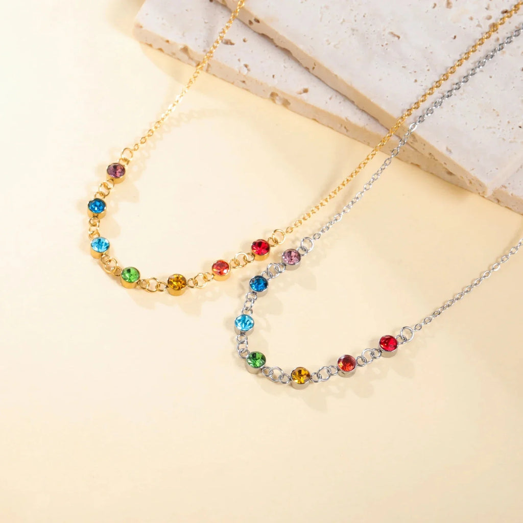 Collar de Protección con Colgante de Piedras 7 Chakras para Mujer plata