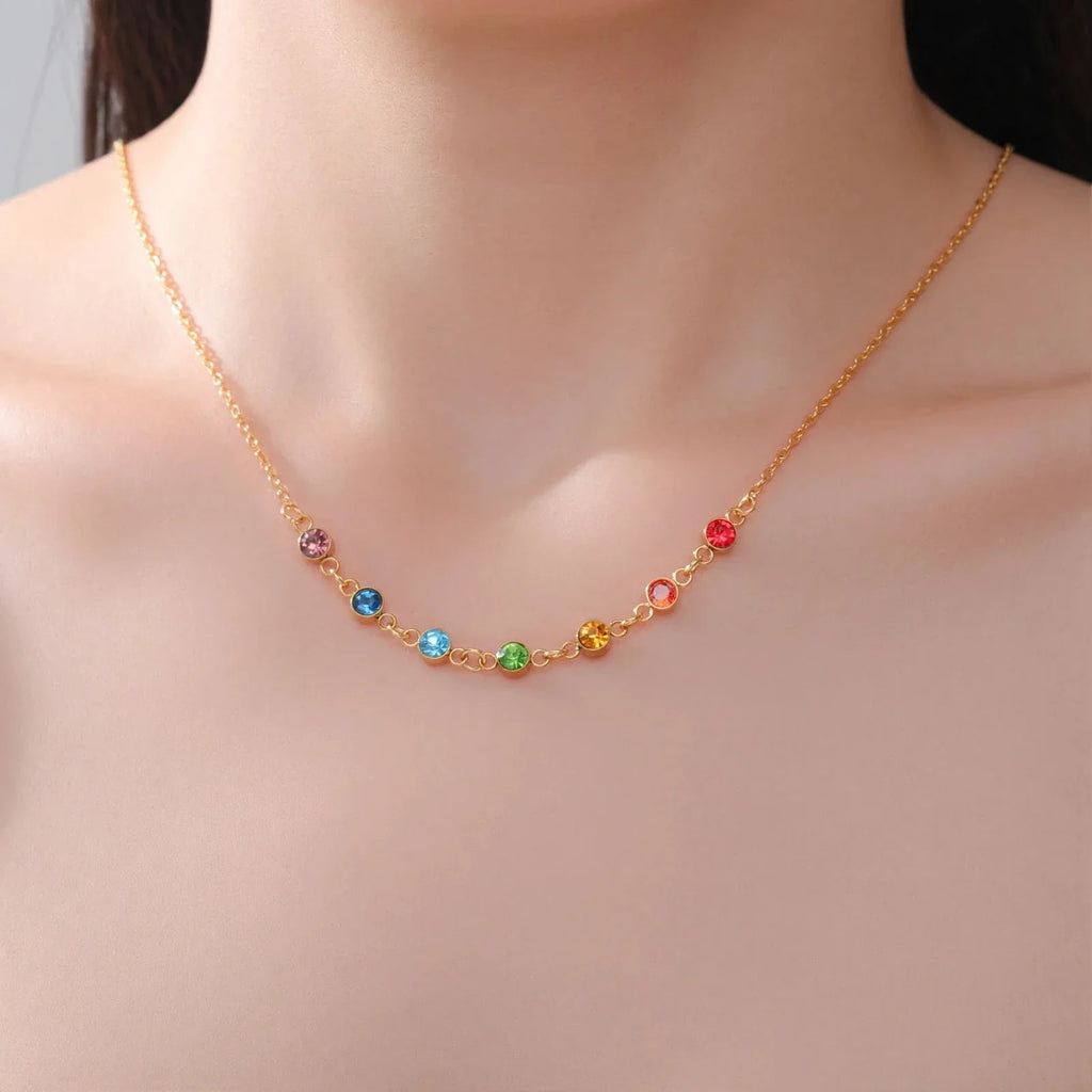 Collar de Protección con Colgante de Piedras 7 Chakras para Mujer oro