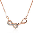 Double Pendant Necklace Infinity and Rose Gold Zircon