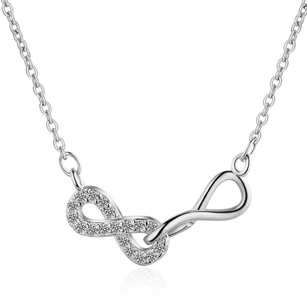Double Pendant Necklace Infinity and Silver Zircon
