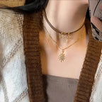 Double Sun Pendant Necklace