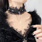 Lace necklace with angel wings pendant