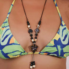 Collier en Perles avec Pendentif Fleur marron