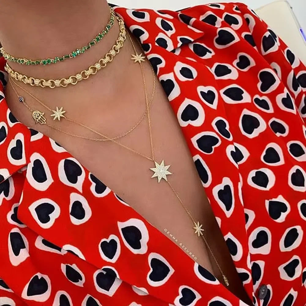 Collar en Y - cadena de escote estrella para mujer 