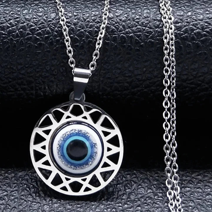 Collar y pendientes con colgante de ojo turco azul mal de ojo collar