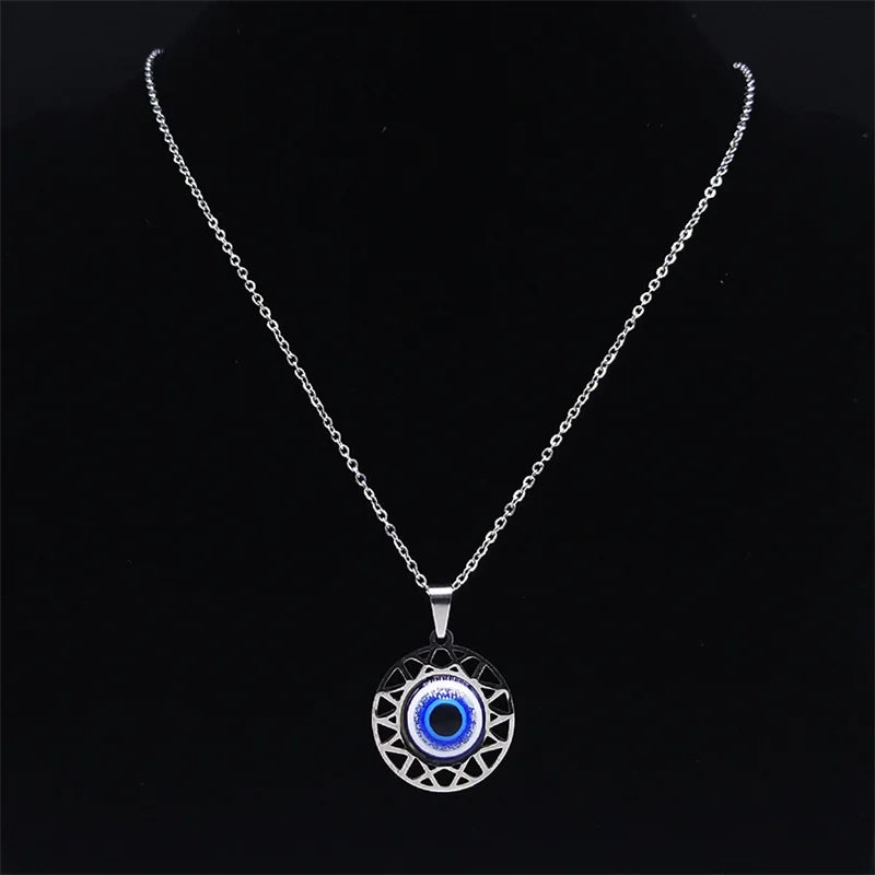 Collar y pendientes con colgante de ojo turco azul mal de ojo collar