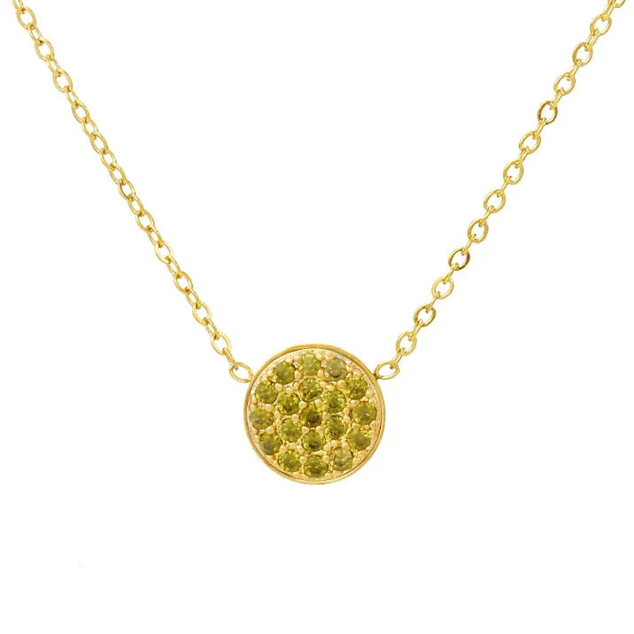 Collar y colgante con pequeña piedra de nacimiento redonda 