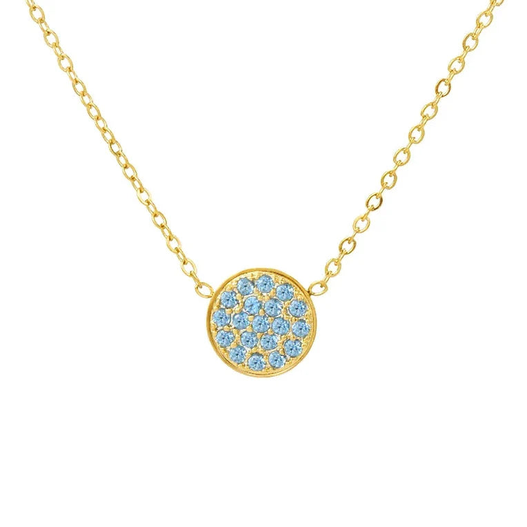 Collar y colgante con pequeña piedra de nacimiento redonda 