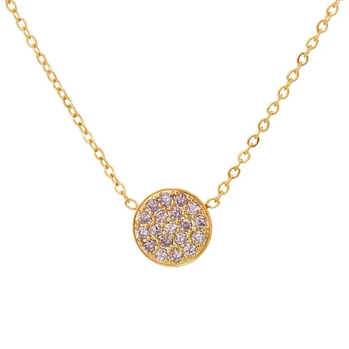 Collar y colgante con pequeña piedra de nacimiento redonda 