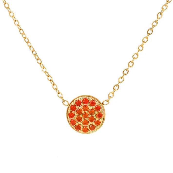 Collar y colgante con pequeña piedra de nacimiento redonda 