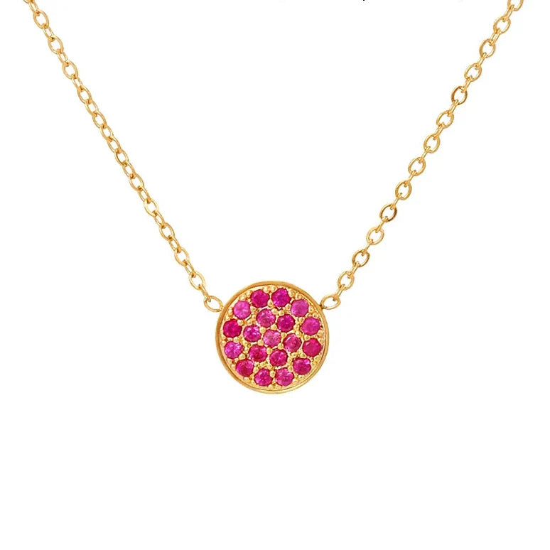 Collar y colgante con pequeña piedra de nacimiento redonda 
