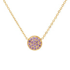 Collar y colgante con pequeña piedra de nacimiento redonda 