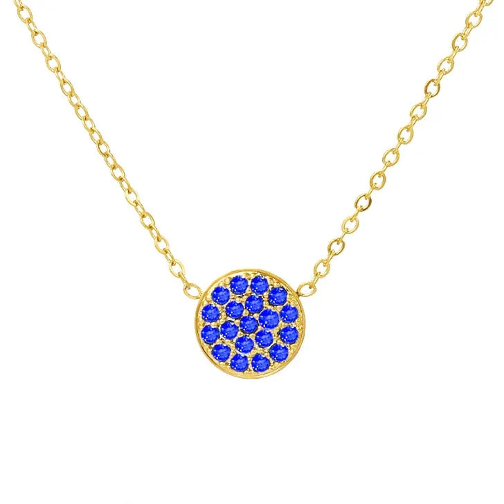 Collar y colgante con pequeña piedra de nacimiento redonda 